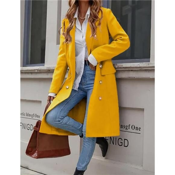 IDEALSANXUN Womens Long Wool Coat for Women Fall Winter Trench Coat Trendy - Picture 4 of 7
